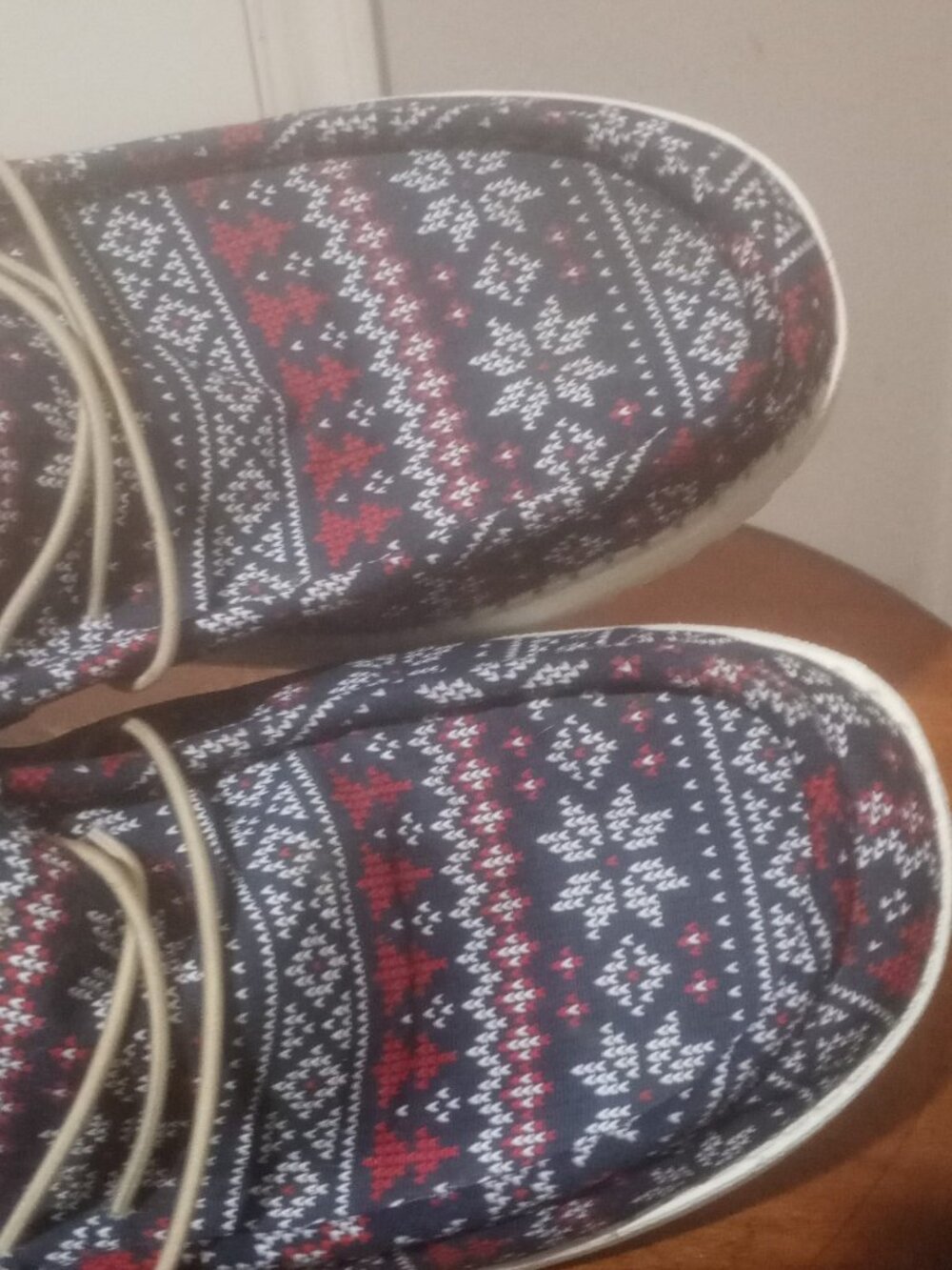 Men's Hey Dude Wally Winter Sweater Fair Isle Slip-On Shoes Navy US 12 EU 46 - Picture 13 of 13